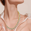 1Pc Heart Zinc Alloy Crystal Rhinestone Cup Chain Tennis Necklaces for Women NJEW-SP0001-06G-7