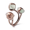 Natural Green Aventurine & Quartz Crystal Irregular Nugget Open Cuff Ring RJEW-I082-07R-01-4