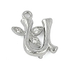 Brass Crystal Rhinestone Letter Links Connector Charms KK-S395-06P-U-1