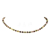 Faceted Round Natural Multicolor Tourmaline & Brass Beaded Necklaces NJEW-JN06614-3