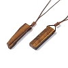 Natural Black Obsidian Nugget Pendant Necklace with Waxed Cord for Women NJEW-F306-01E-1
