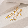201 Stainless Steel Daisy Tassel Hoop Earrings DC3639-3