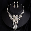 Alloy Crystal Rhinestone Chain Necklaces & Stud Dangle Earrings Sets FS-WG4CE3B-05-1
