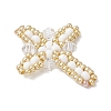 Glass Seed Beaded Cross Pendants PALLOY-MZ00826-01-3