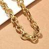 304 Stainless Steel Textured Double Ring Link Chain Necklaces NJEW-S453-02G-C-2