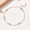 Brass Micro Pave Clear Cubic Zirconia Moon Star Link Chain Bracelets KK-CBA6980-28P-1
