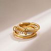 Brass Micro Pave Cubic Zirconia Finger Rings FS-WG6545E-24-1