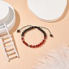 Natural Carnelian(Dyed & Heated) & Lava Rock Braided Bead Bracelet BJEW-TA00188-02-5