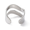304 Stainless Steel Hollow Wave Open Cuff Rings RJEW-D006-08P-3