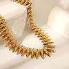 304 Stainless Steel Spiked Horse Eye Beaded Necklaces for Women NJEW-Z080-01G-1