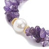 3Pcs Natural Fluorite & Sunstone & Amethyst Chip Beaded Bracelets for Women BJEW-JB12306-4