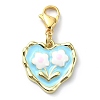 Heart with Flower Alloy Enamel Pendant Decorations HJEW-JM02208-4