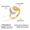 304 Stainless Steel Sun Moon Cuff Rings for Women ZT0112-2-1