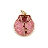 Valentine's Day Brass Red Enamel Pendants KK-D424-30B-G-1