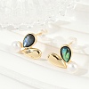 Teardrop Brass Abalone Shell Stud Earrings KK-D301-15G-1