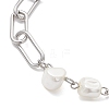 Electroplated Shell Pearl Beads & 304 Stainless Steel Paperclip Chains Beaded Bracelets for Women BJEW-JB12892-4