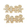 Brass Micro Pave Clear Cubic Zirconia Connector Charms for Jewelry Making CU-CBAAA59-01G-05-1
