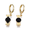Brass Enamel Huggie Hoop Earrings EJEW-T014-19G-01-NF-1