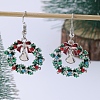 Christmas Wreath & Bell Alloy Rhinestone Pendant Necklaces & Dangle Earrings & Charm Bracelets & Brooch Sets WG06691-10-6