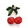 Cherry & Leaf Alloy Enamel Lapel Pins for Backpack Clothes JEWB-N009-02KCG-1