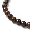 6mm Natural Australian Boulder Opal Round Beads Stretch Bracelet for Men Women BJEW-JB07070-2