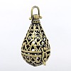 Brass Cage Pendants KK-P026-02AB-NR-1
