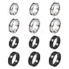 Yilisi 12Pcs 12 Style Stainless Steel Grooved Finger Ring Settings STAS-YS0001-24-1
