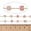 Handmade 304 Stainless Steel Cherry Quartz Glass Beads Cube Link Chains CHS-B011-02G-03-3
