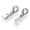 Platinum Rack Plating Alloy Rhinestone European Dangle Charms PALLOY-T048-36P-J-2
