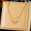 304 Stainless Steel Round Beaded Double Layer Necklaces for Women WG7E2B4-02-1
