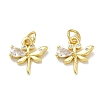 Brass Micro Pave Clear Cubic Zirconia with Glass Charms CU-CBA6E4E-16G-1