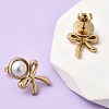 201 Stainless Steel ABS Plastic Pearl Stud Earrings EJEW-Z151-13G-04-2