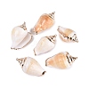 Electroplated Golden Brass Trim Natural Spiral Shell Big Pendants SSHEL-N042-35-1