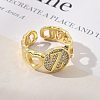 Brass Micro Pave Clear Cubic Zirconia Open Cuff Rings for Women RJEW-K289-02G-Z-3