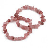 Unisex Chip Natural Strawberry Quartz Beaded Stretch Bracelets BJEW-S143-40-7