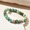 Natural Green Line Jasper Round Beaded Stretch Bracelets for Women BJEW-F535-02B-3