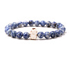 Natural Blue Spot Jasper & Synthetic Turquoise Beads Stretch Bracelets for Men Women QO0012-16-1