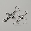 Alloy Hollow Out Cross Dangle Earrings EJEW-WH0018-27D-2