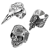3Pcs 3 Styles Stainless Steel Finger Rings RJEW-GA0001-03-1