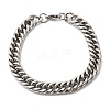 201 Stainless Steel Cuban Link Chains Bracelets for Women Men STAS-T077-21P-01-5