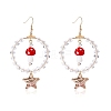 Glass Beaded Big Circle Dangle Earrings EJEW-SW00015-02-1