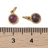 Ion Plating(IP) Natural Amethyst Half Round Charms with Jump Ring STAS-A097-05G-14-2