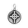 Flat Round with Cross 316 Stainless Steel Pendants STAS-I061-052A-1