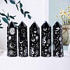 Natural Black Obsidian Pointed Prism Bar Home Display Decoration G-PW0007-116C-02-1