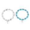 2Pcs Natural Howlite & Synthetic Turquoise Beads Stretch Bracelets BJEW-JB13286-2