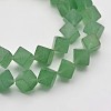 Cube Natural Green Aventurine Beads Strands G-N0154-39-1