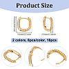 16Pcs 2 Colors Half Spiral Rectangle Brass Hoop Earrings for Women EJEW-UN0003-26-3
