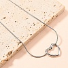 201 Stainless Steel Hollow Heart Pendant Snake Chain Necklaces for Women LS-NJEW-B124-02P-1