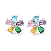 Rack Plating Brass Micro Pave Cubic Zirconia Stud Earrings EJEW-I304-07P-03-1