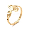 Ion Plating(IP) 304 Stainless Steel Hollow Lotus Adjustable Ring for Women RJEW-M149-32G-3